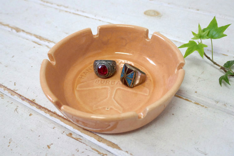 HANSEN-LYNN サーモンピンク 陶器製 BURBANK ヴィンテージ  航空機  ARMY アドバタイジング 灰皿 アシュトレイ USA