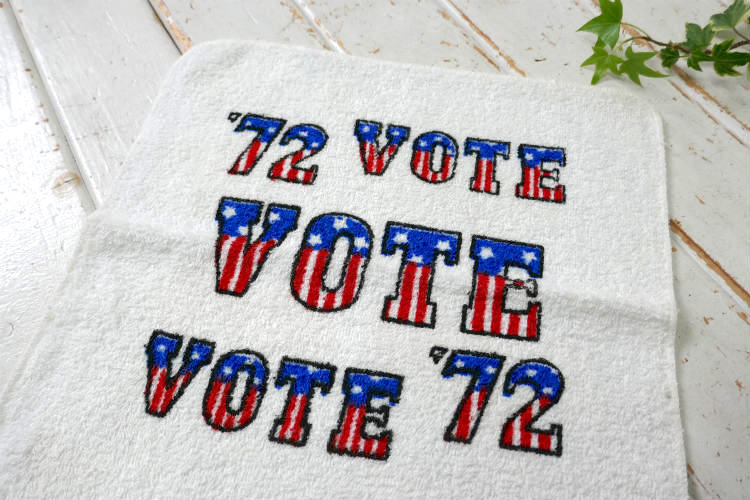 VOTE 1972年 アメリカ大統領選挙 投票グッズ 星条旗 コットン製 デッドストック ヴィンテージ ハンドタオル USA