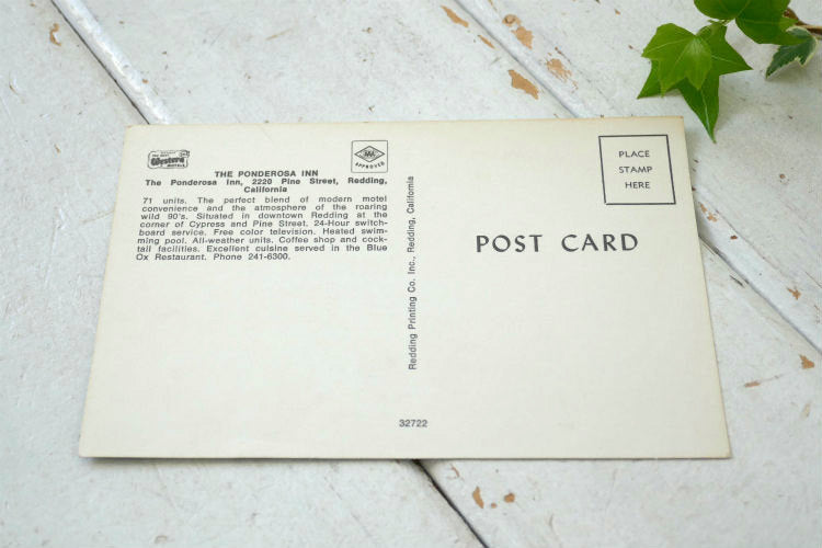 AAA トリプルエー カリフォルニア州 The Ponderosa Inn モーテル ヴィンテージ ポストカード 絵葉書 USA アメ車