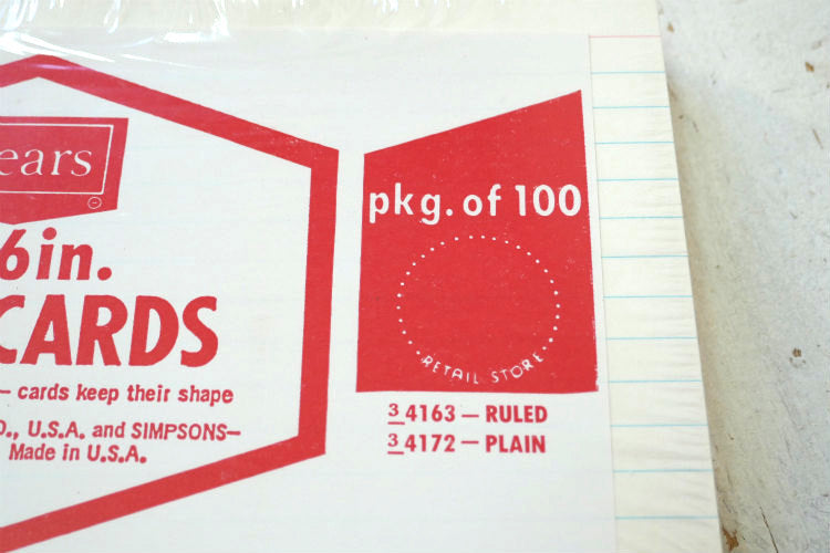 SEARS シアーズ デッドストック 70's ヴィンテージ ファイル カード インデックスカード ステーショナリー USA