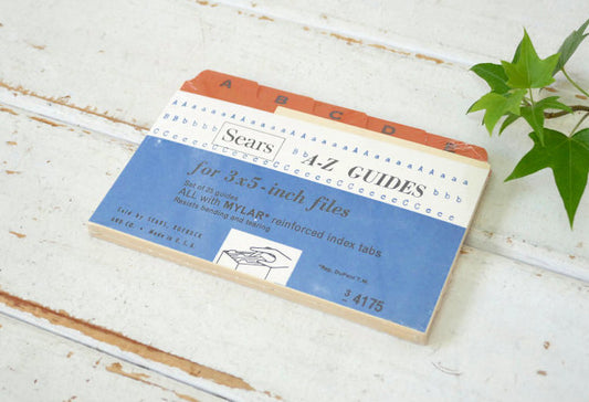 SEARS シアーズ デッドストック A-Z インデックス付き 3×5インチ 70's ヴィンテージ ファイル カード インデックスカード ステーショナリー USA