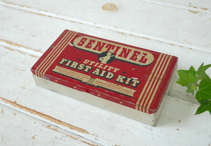 SENTINEL Utility First Aid Kit 兵士 ティン製 40's ヴィンテージ ファーストエイドキット 救急箱 ティン ...