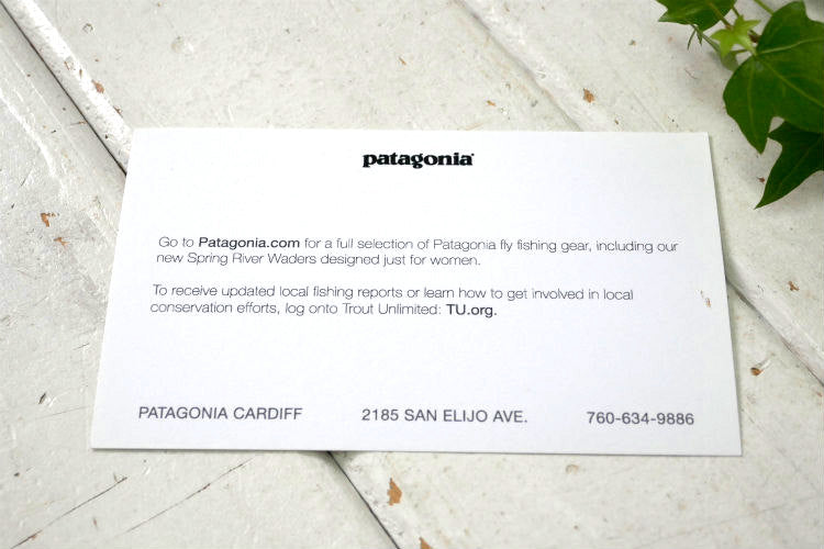 パタゴニア PATAGONIA CARDIFE カーディフwhale 鯨 ビジネスカード カリフォルニア USA 印刷物