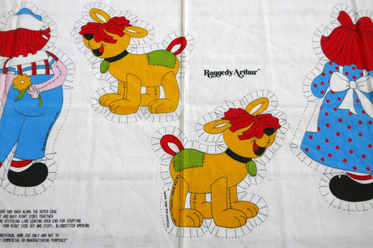 ラガディアン&アンディ&アーサー 人形 犬 ぬいぐるみ ピロードール 3体 デッドストック 70's ヴィンテージ パネル生地 ファブリック USA