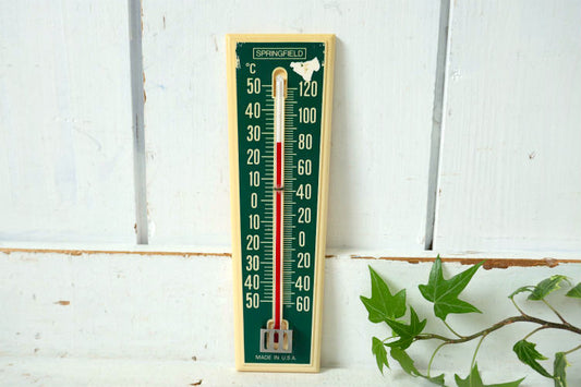 SPRINGFIELD MADE IN U.S.A.グリーン レトロ プラスティック製 ヴィンテージ 温度計 サーモメーター