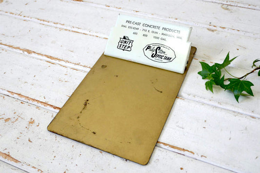 PRE CAST CONCRETE PRODUCTS コンクリート会社 メタル製 アドバタイジング ヴィンテージ バインダー クリップボード USA インダストリアル