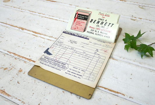 CHAS A BENNETT CO 本 メタル製 アドバタイジング ヴィンテージ バインダー クリップボード USA