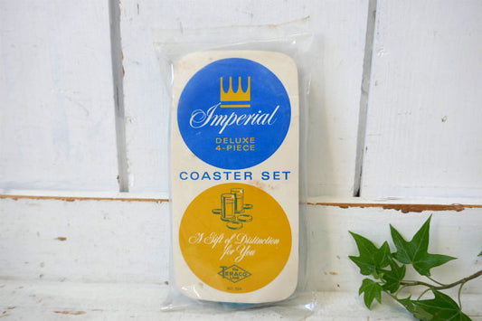 Imperial Coaster Set 地球柄 ターコイズブルー デッドストック 70's ヴィンテージ コースター 4枚セット USA
