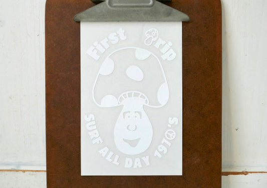 First Trip Surf All Day ファースト トリップ オリジナル キノコ 切り文字 カッティング ステッカー ホワイト 屋外用 防水