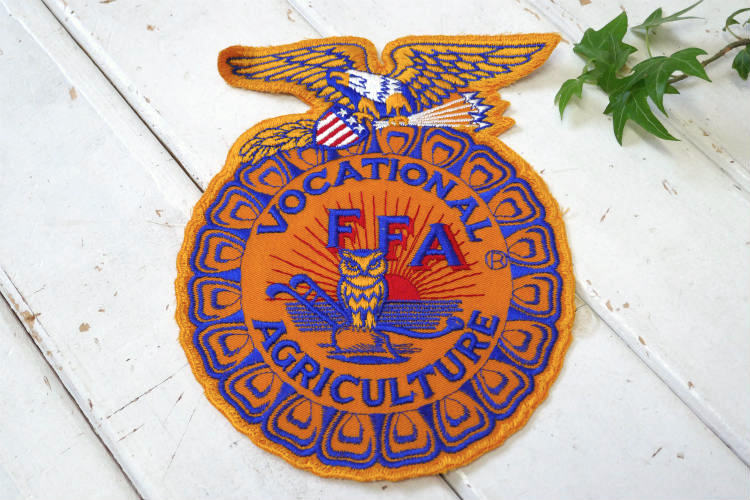 FFA エンブレム 青年組織　1960~1970s USA イーグル&ふくろう ヴィンテージ 刺繍ワッペン デッドストック