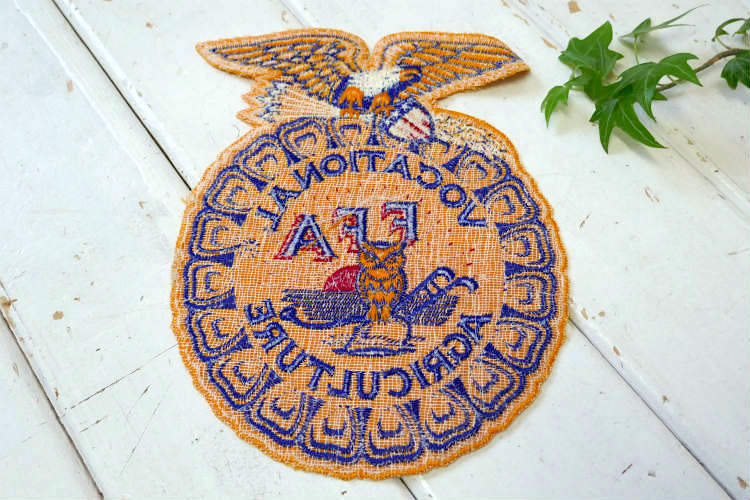FFA エンブレム 青年組織　1960~1970s USA イーグル&ふくろう ヴィンテージ 刺繍ワッペン デッドストック