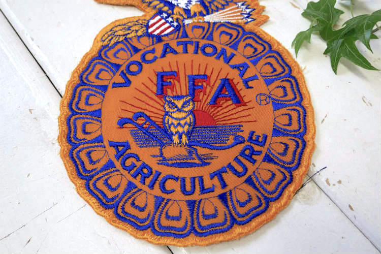 FFA エンブレム 青年組織　1960~1970s USA イーグル&ふくろう ヴィンテージ 刺繍ワッペン デッドストック