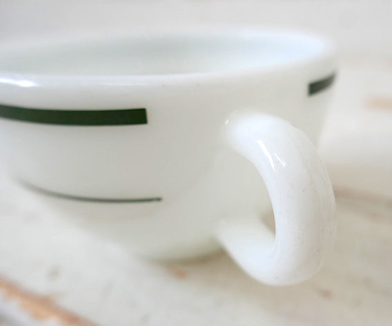 CORNING コーニング オールドパイレックス ミルクガラス レトロ グリーンライン ヴィンテージ カップ&ソーサー 食器 USA②