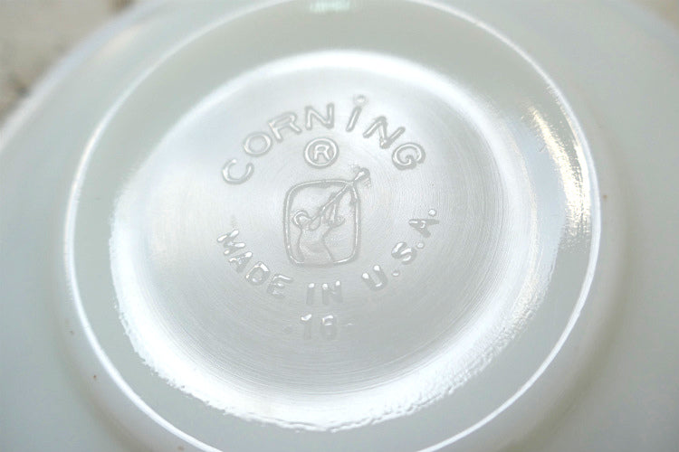CORNING コーニング オールドパイレックス ミルクガラス レトロ グリーンライン ヴィンテージ カップ&ソーサー 食器 USA②