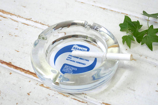 ASARCO 1888's~ 鉱業会社 USA 採掘 製錬 精製 ラウンド型 ガラス製 アドバタイジング ヴィンテージ 灰皿 アシュトレイ デッドストック