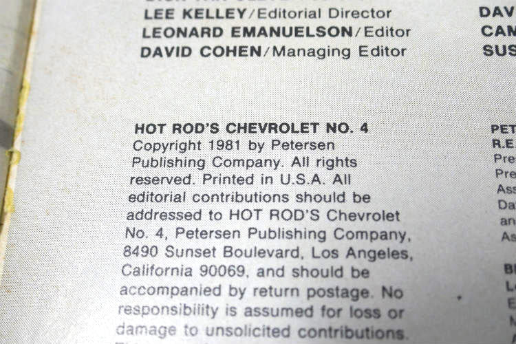 HOT ROD MAGAZINE ホットロッド マガジン 1981's CHEVROLET No.4 ヴィンテージ雑誌 USA アメ車 シボレー カスタムカー ガレージ 雑貨