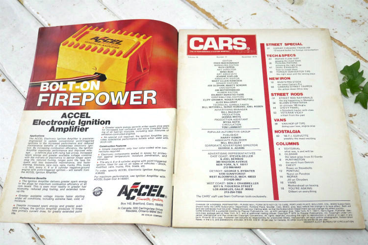 CARS ハイパフォーマンス カスタムカー magazine 1975's マガジン ヴィンテージ雑誌 USA ホットロッド アメ車