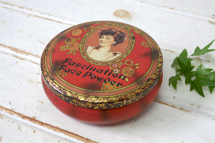 Daher Decorated Ware イギリス フェイスパウダー 女性 美女 肖像画 エレガント ティン製 ヴィンテージ パウダー缶 ティン缶　