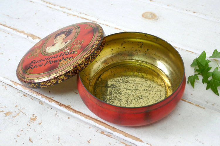 Daher Decorated Ware イギリス フェイスパウダー 女性 美女 肖像画 エレガント ティン製 ヴィンテージ パウダー缶 ティン缶　