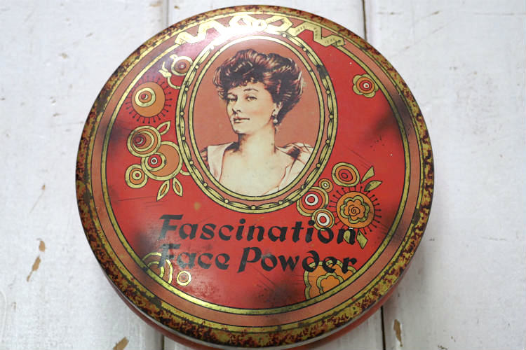 Daher Decorated Ware イギリス フェイスパウダー 女性 美女 肖像画 エレガント ティン製 ヴィンテージ パウダー缶 ティン缶　