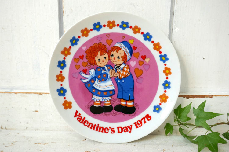 ラガディアン&アンディ バレンタイン 花柄 ハート レトロ 陶磁器 70's ヴィンテージ 絵皿 プレート 飾り皿 里帰り品