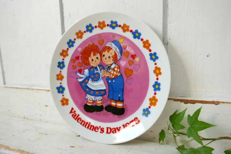 ラガディアン&アンディ バレンタイン 花柄 ハート レトロ 陶磁器 70's ヴィンテージ 絵皿 プレート 飾り皿 里帰り品