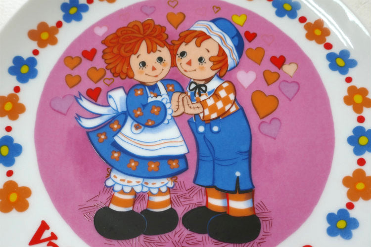 ラガディアン&アンディ バレンタイン 花柄 ハート レトロ 陶磁器 70's ヴィンテージ 絵皿 プレート 飾り皿 里帰り品