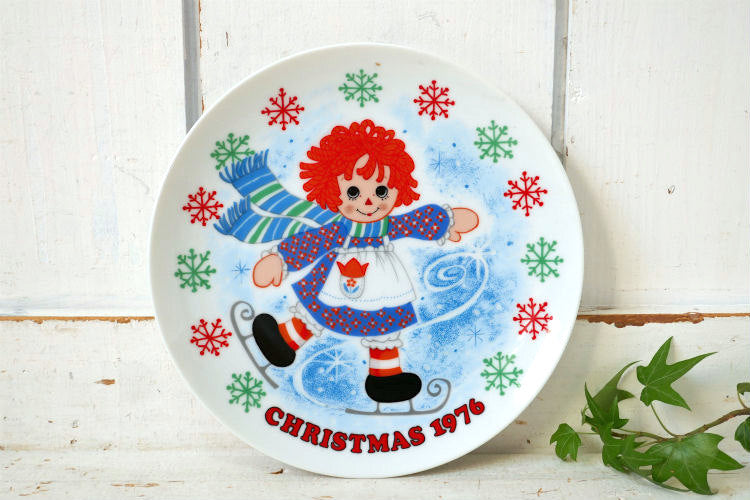 ラガディアン&アンディ クリスマス 限定版 雪 ホリデーシーズン 陶磁器 70's ヴィンテージ 絵皿 プレート 飾り皿 コレクタープレート