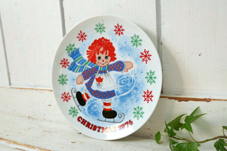 ラガディアン&アンディ クリスマス 限定版 雪 ホリデーシーズン 陶磁器 70's ヴィンテージ 絵皿 プレート 飾り皿 コレクタープレート