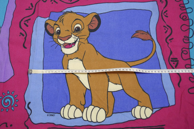 ライオンキング ディズニー映画 シンバ ナラ プンバァ ザズー パネル柄 ヴィンテージ ユーズドシーツ フラットシーツ ベッドシーツ USA
