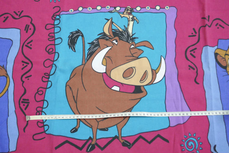 ライオンキング ディズニー映画 シンバ ナラ プンバァ ザズー パネル柄 ヴィンテージ ユーズドシーツ フラットシーツ ベッドシーツ USA