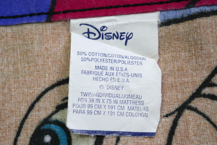 ライオンキング ディズニー映画 シンバ ナラ プンバァ ザズー パネル柄 ヴィンテージ ユーズドシーツ フラットシーツ ベッドシーツ USA