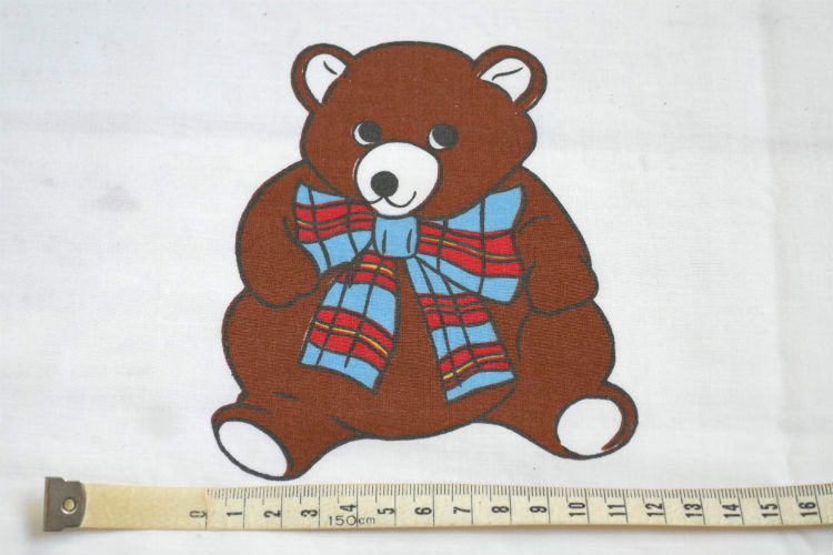 CANNON テディベア クマ くま リボン 80's ヴィンテージ ユーズドシーツ ベッドシーツ フラットタイプ USA