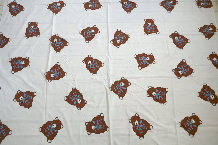 CANNON テディベア クマ くま リボン 80's ヴィンテージ ユーズドシーツ ベッドシーツ フラットタイプ USA