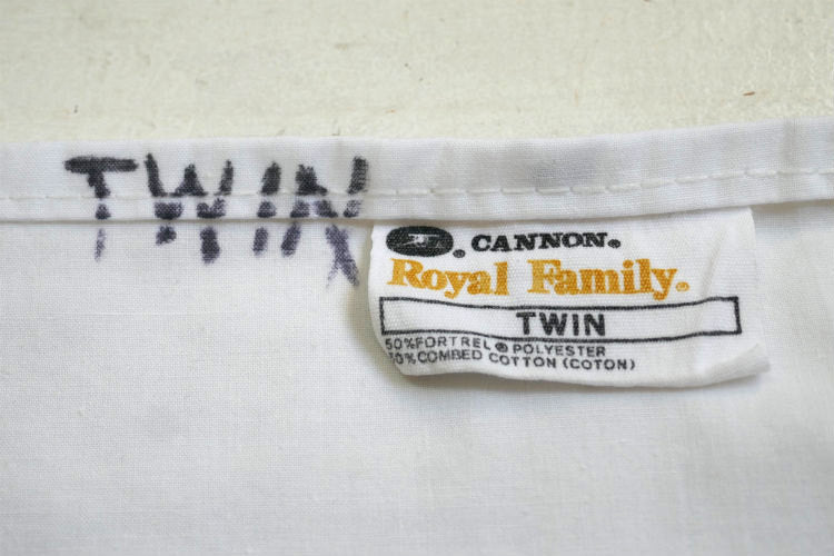 CANNON テディベア クマ くま リボン 80's ヴィンテージ ユーズドシーツ ベッドシーツ フラットタイプ USA