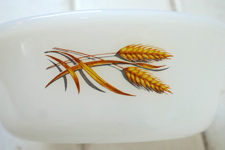 FireKing ファイヤーキング Wheat ウィート 小麦柄 ミルクガラス製 キャセロール ボウル 1パイント 食器 USA