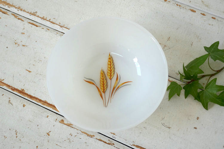 FireKing ファイヤーキング Wheat ウィート 小麦柄 ミルクガラス製 サラダボウル 食器 USA