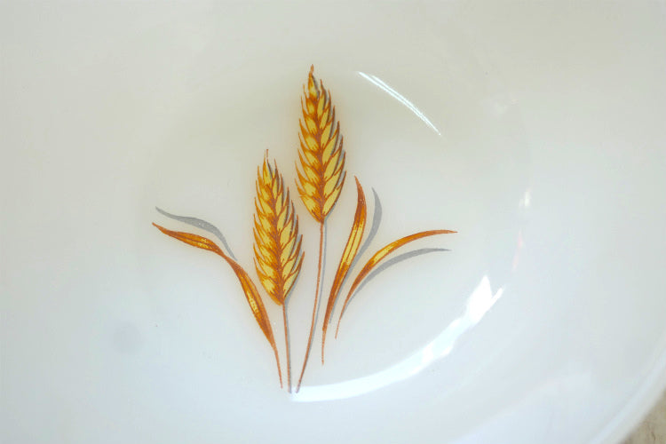 FireKing ファイヤーキング Wheat ウィート 小麦柄 ミルクガラス製 サラダボウル 食器 USA