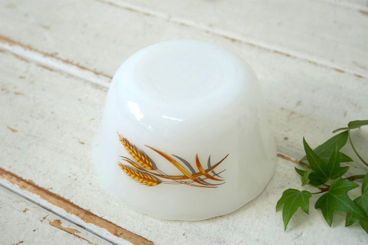 FireKing ファイヤーキング Wheat ウィート 小麦柄 ミルクガラス製 カスタードカップ 食器 USA