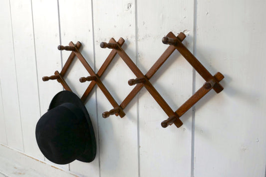 レトロ ノスタルジック 木製 壁掛け 伸縮式 ヴィンテージ ハットラック コートフック ウォールフック USA