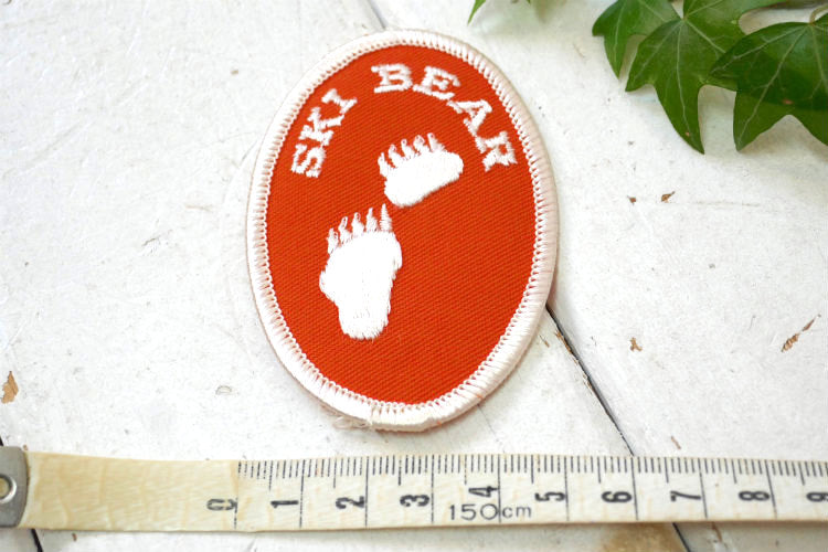 SKI BEAR 足跡 ヴィンテージ ワッペン デッドストック 刺繍ワッペン MADE IN USA