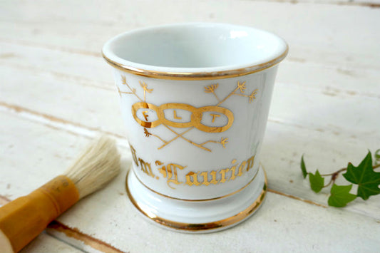 オッドフェローズ FLT 秘密結社 BARBER 友愛 Friendship 博愛 Love 真実 Truth セラミック製 アンティークシェービングカップ USA