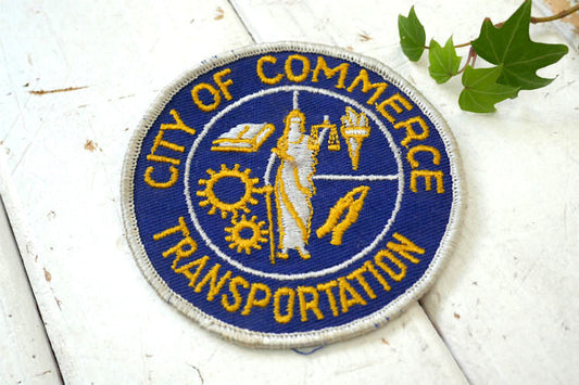 CITY OF COMMERCE TRANSPORTATION カリフォルニア コマース 交通機関 バス ヴィンテージ ワッペン 刺繍 USA デッドストック