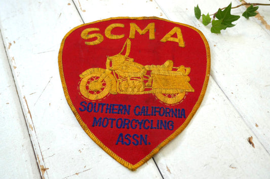 SCMA カリフォルニア モーターサイクル SOUTHERN CALIFORNIA ヴィンテージ ワッペン BIGサイズ 刺繍 ハーレーダビットソン オートバイ USA