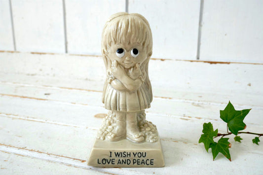 LOVE & PEACE 愛と平和 女の子 ダブルピース 1971年 ヴィンテージ メッセージドール 人形 ドール 置物 USA