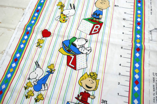 スヌーピー SNOOPY GROWTH CHART ピーナッツの仲間 ピーナッツギャング アルファベット 壁掛け 身長計 70's ヴィンテージ パネル生地 タペストリー USA