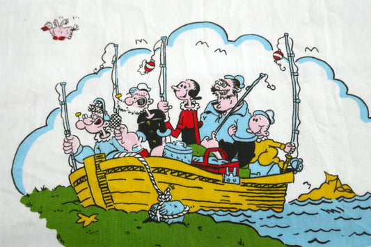Popeye ポパイ オリーブ スウィーピー アメコミ デッドストック 80's ヴィンテージ ファブリック 生地 USA 140×51㎝