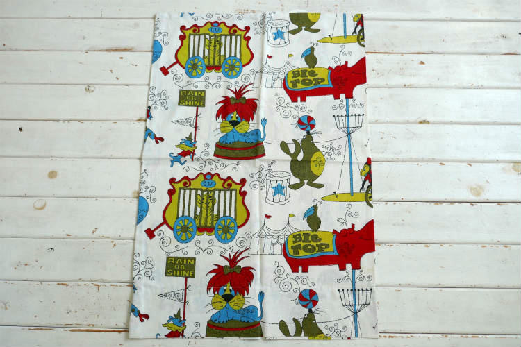 Penny Circus Big Top サーカス ピエロ 動物 アニマル 60's ヴィンテージ ピローケース 枕カバー USA