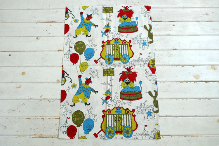 Penny Circus Big Top サーカス ピエロ 動物 アニマル 60's ヴィンテージ ピローケース 枕カバー USA