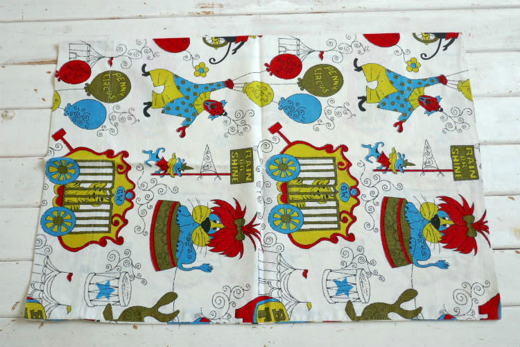 Penny Circus Big Top サーカス ピエロ 動物 アニマル 60's ヴィンテージ ピローケース 枕カバー USA